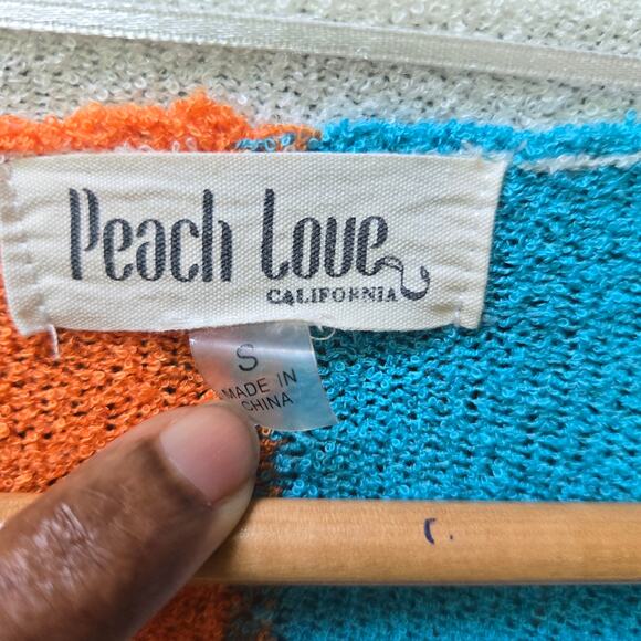 Peach Love California Womens Dopamine Distressed Hem Colorblock Knit Sweater S - Picture 7 of 10
